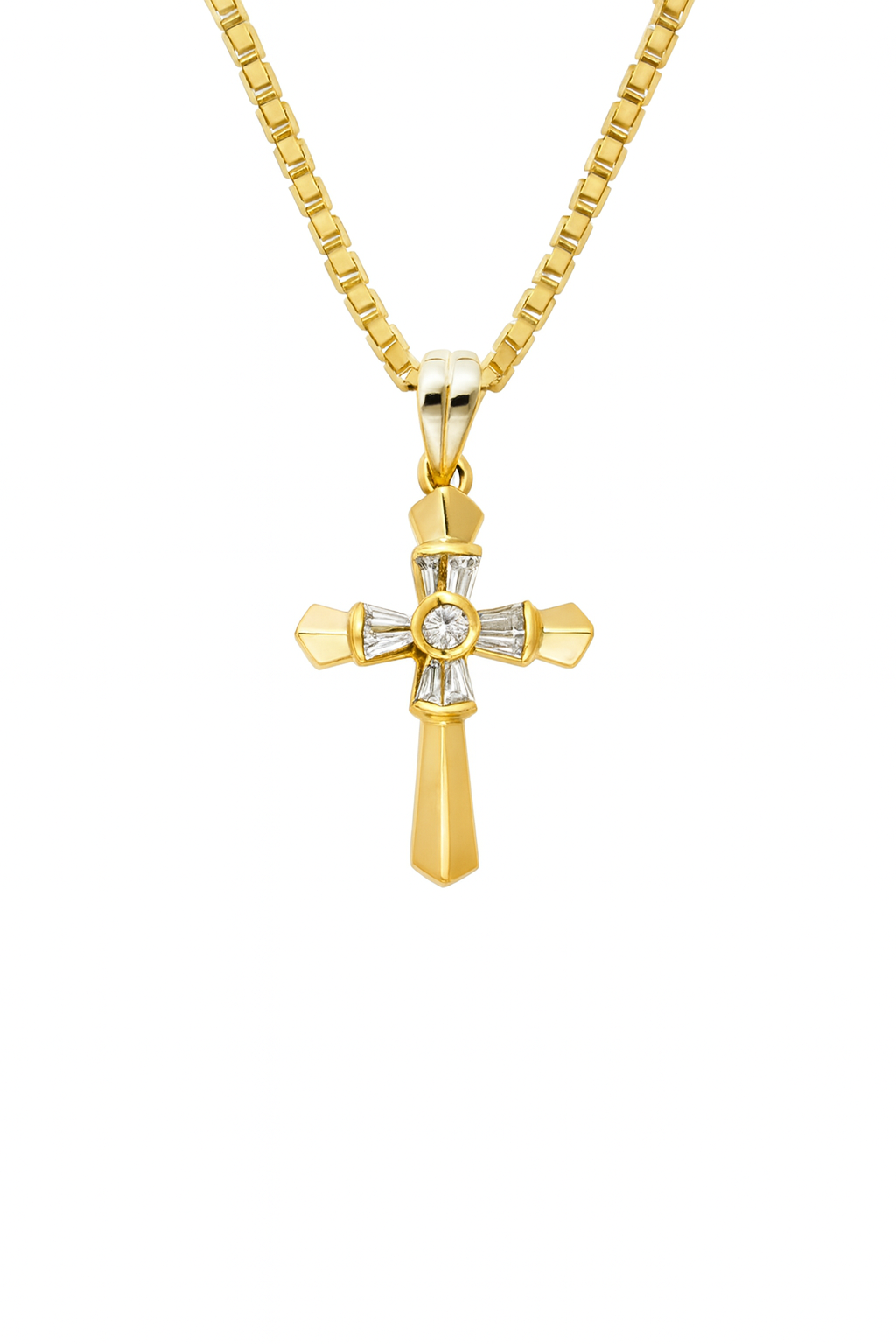 The Aurelia Baguette Cross™ – 14KT Gold Edition
