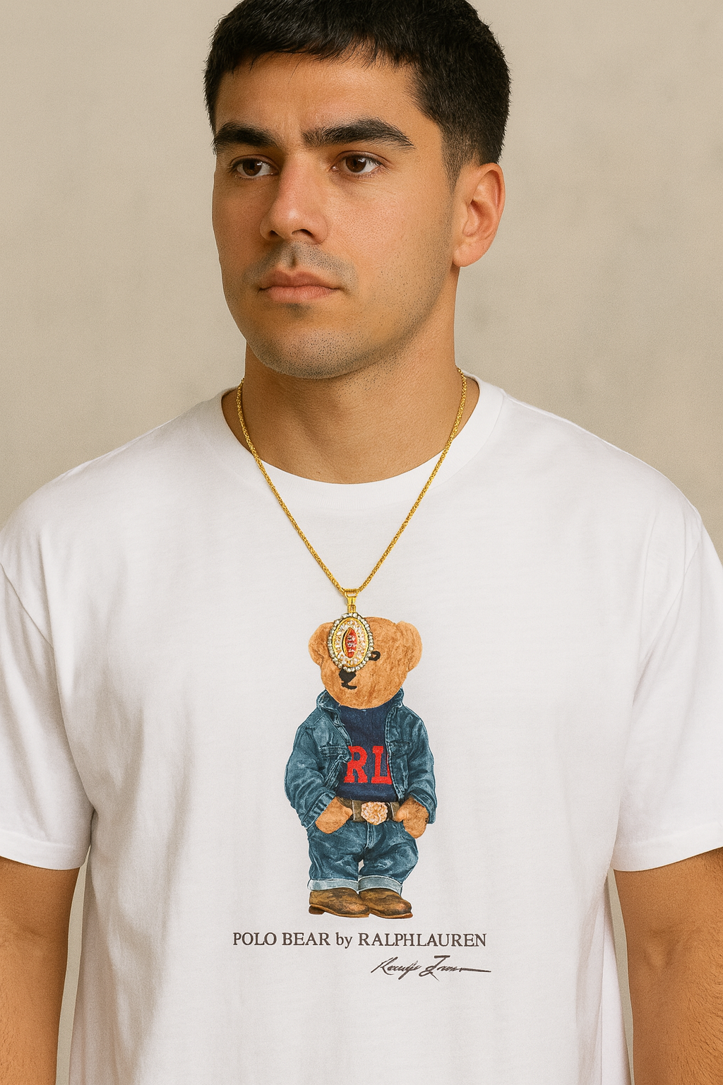 14KT Gold Guadalupe Radiant Aura Box-Chain Medallion