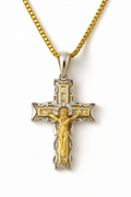 14KT Gold “Divine Aurelia Crucifix” Two-Tone Pendant