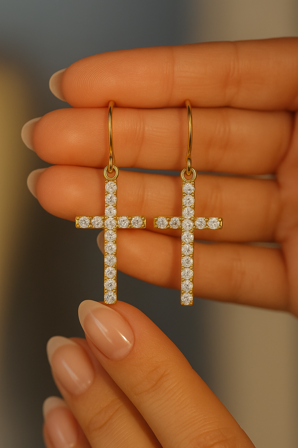 14KT Gold Sanctuary Cross Earrings