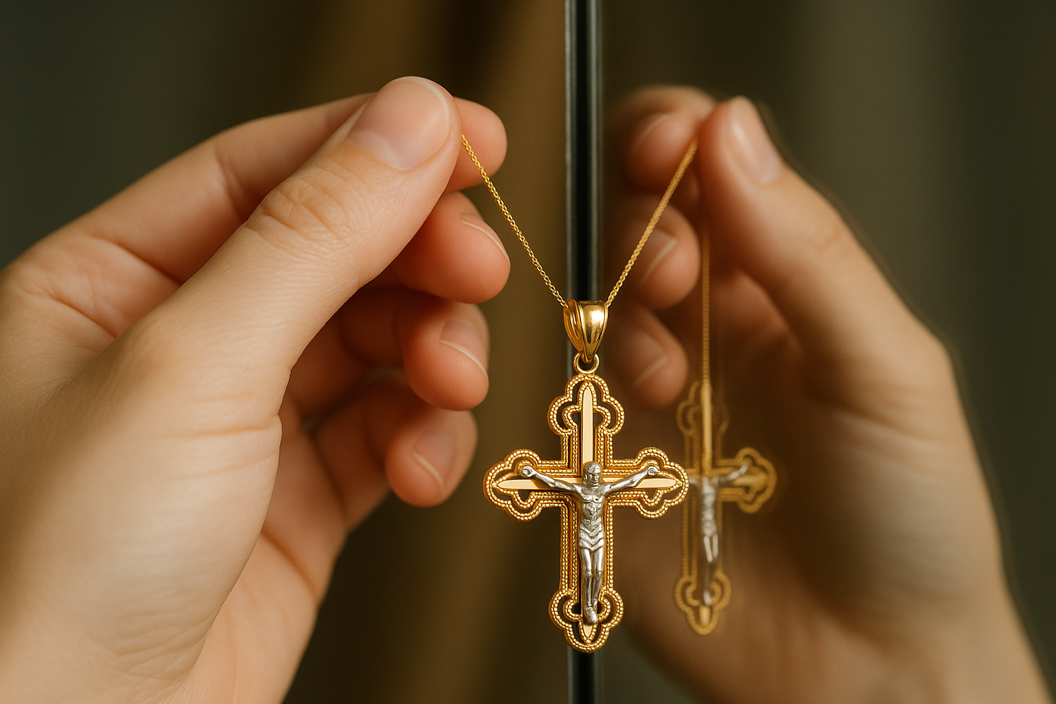 14KT Gold Cross Pendant with Jesus Figure – Fine Catholic Religious Necklace