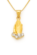 14K Two-Tone Gold Praying Hands Pendant Necklace – Faith in Every Detail