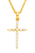 Celestial Light – 14K Gold CZ Cross Pendant Necklace