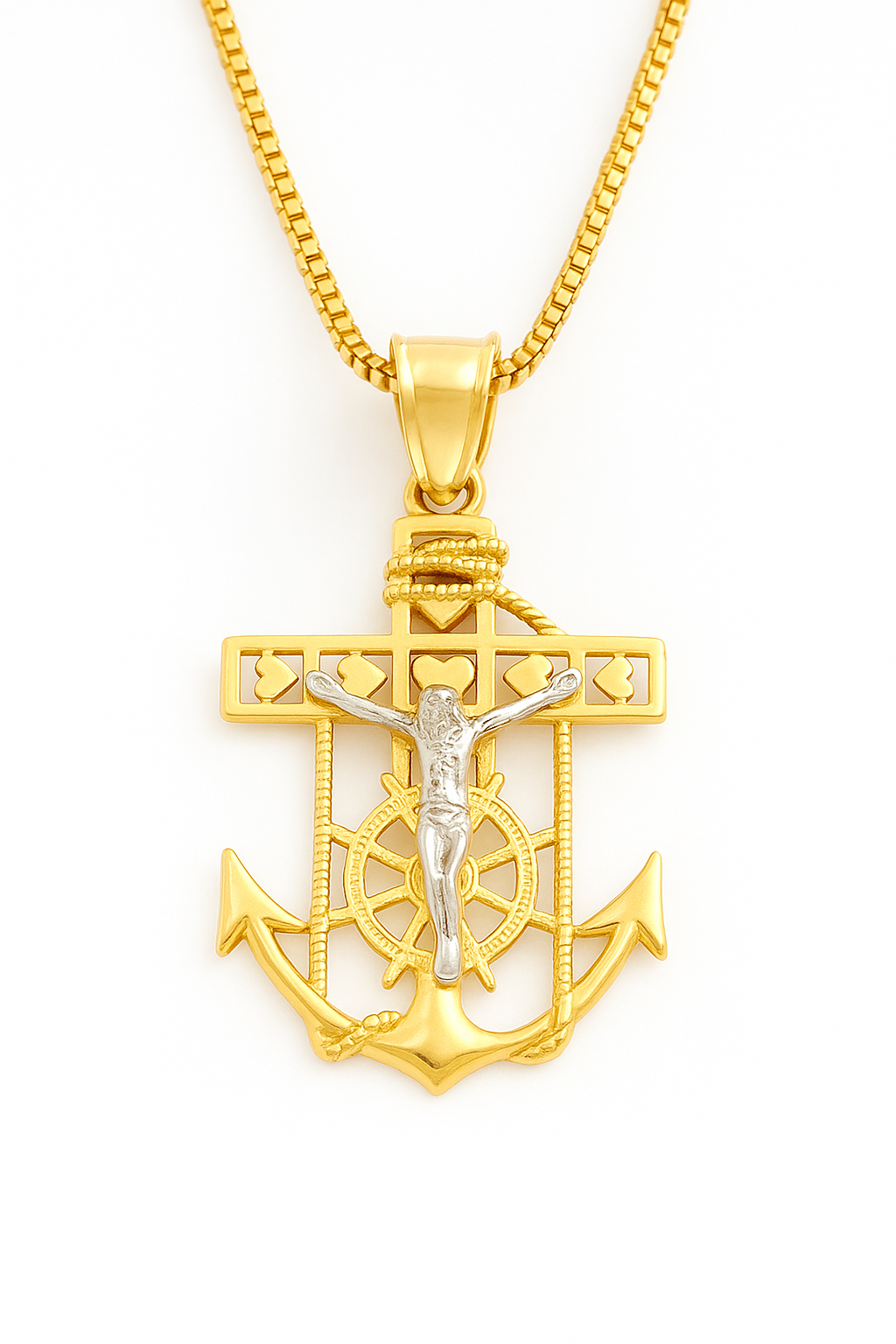 14K Gold Anchor Crucifix Pendant – Nautical Faith Symbol of Strength and Protection | SIL Jewelry
