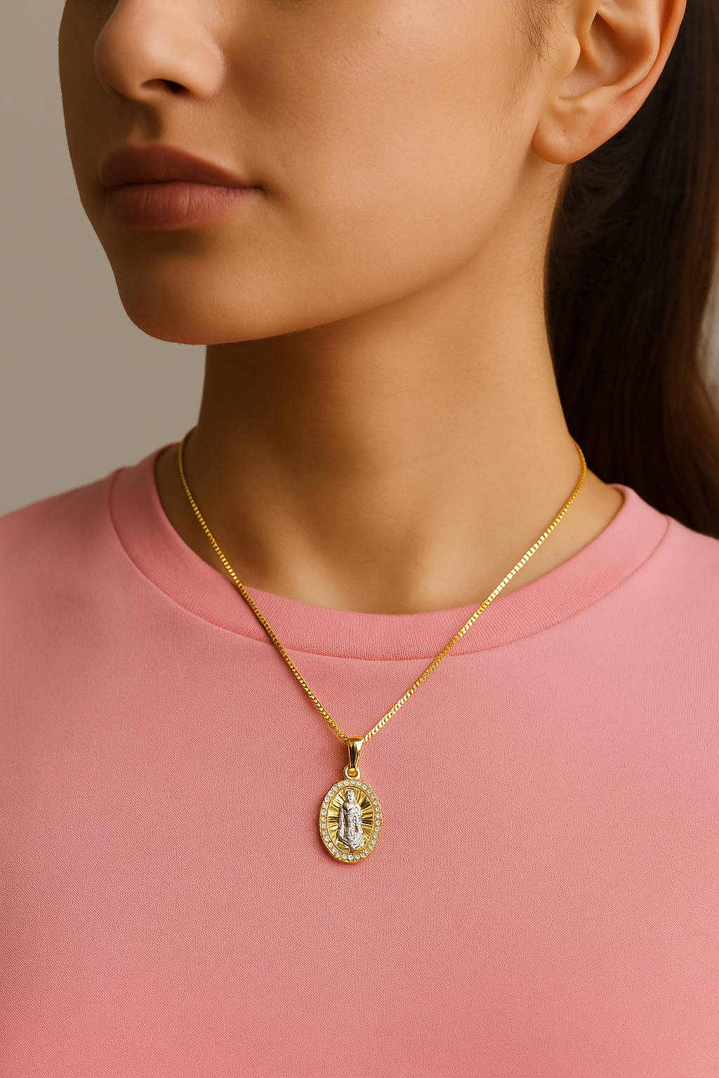 The Benedetta Pendant – 14KT Gold Two-Tone Medallion
