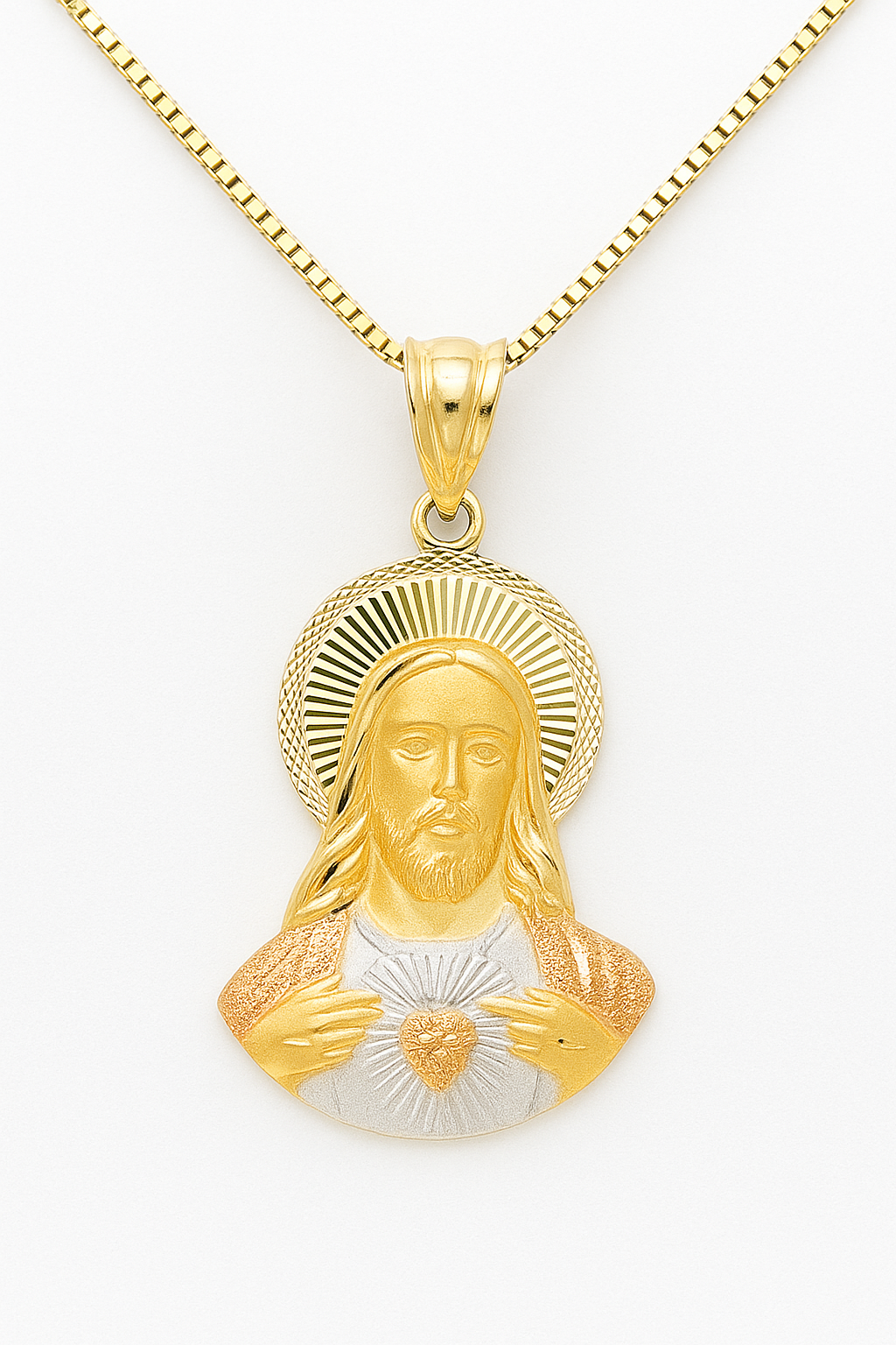 Sacred Heart Jesus Pendant – 14K Solid Gold Catholic Jewelry