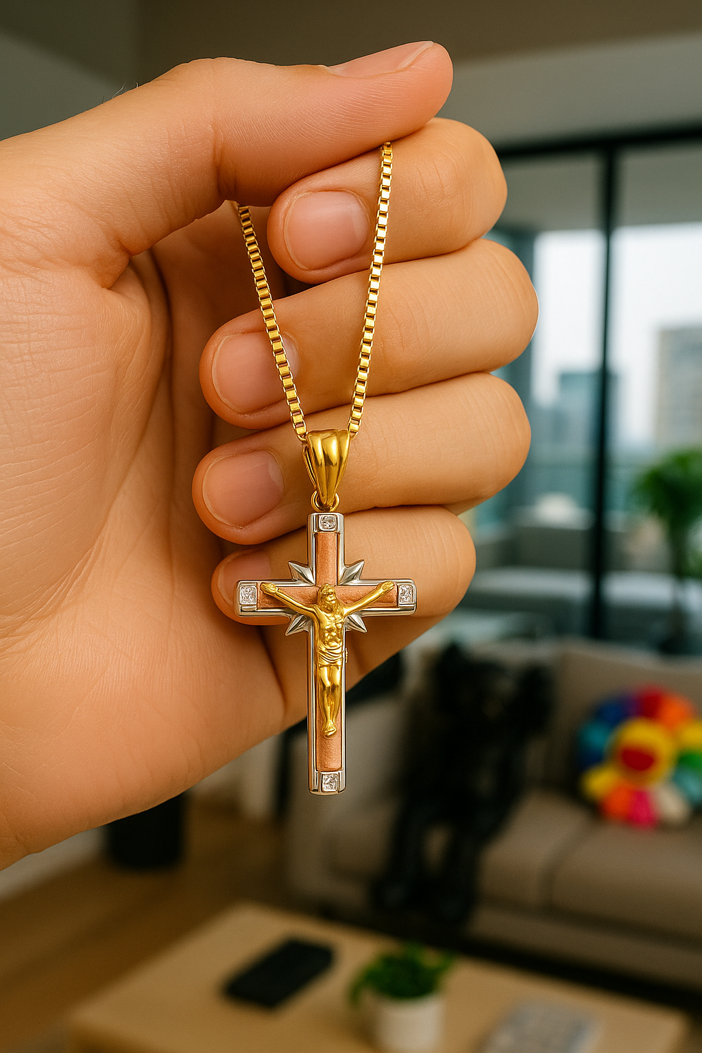 The 14K Gold Trinity Radiance Crucifix