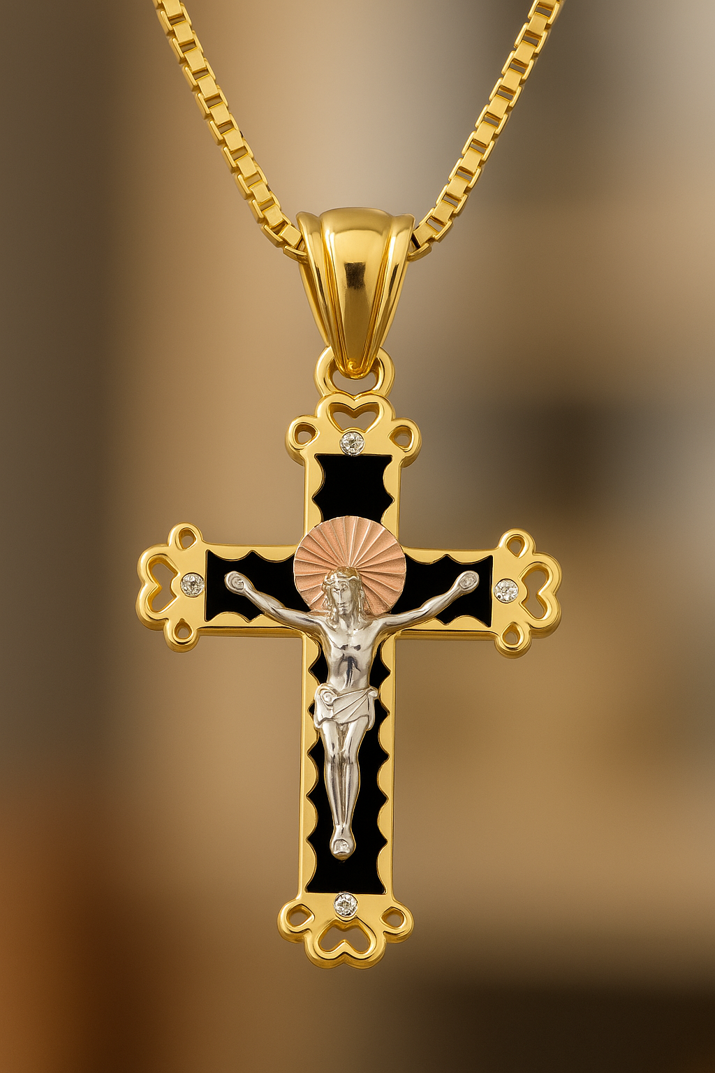 The 14K Gold Midnight Aurelia Crucifix