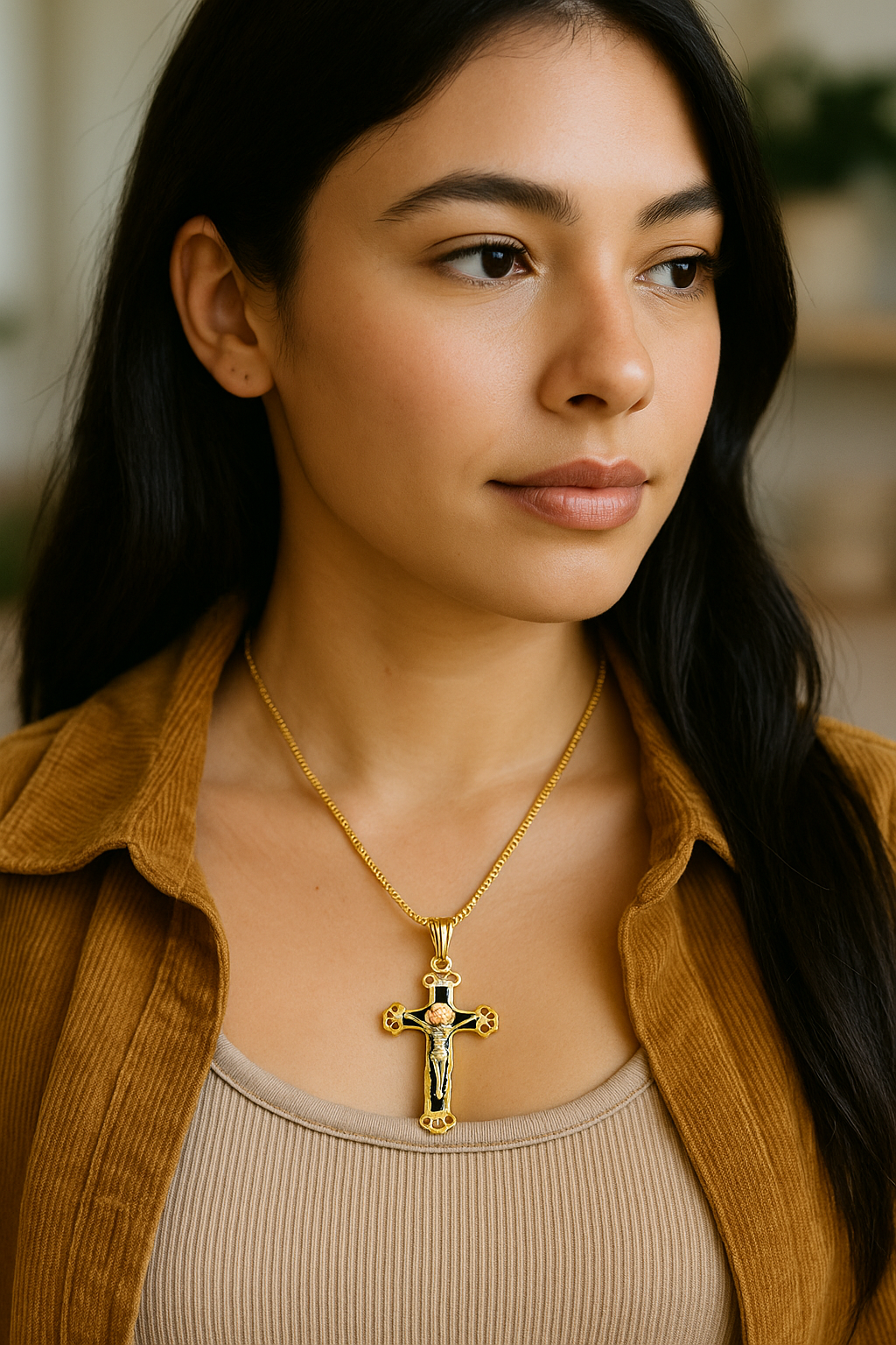 The 14K Gold Midnight Aurelia Crucifix