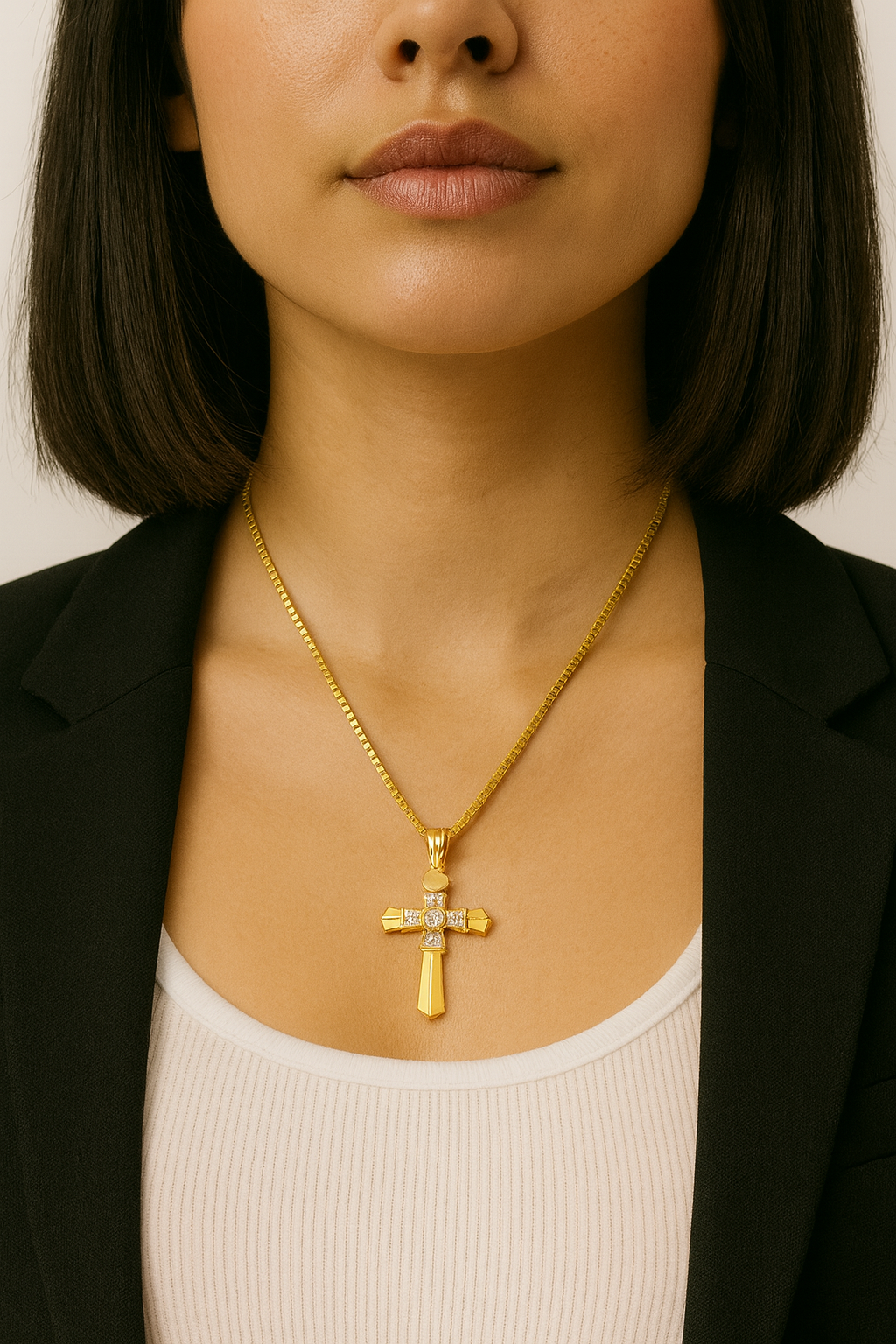 The Aurelia Baguette Cross™ – 14KT Gold Edition