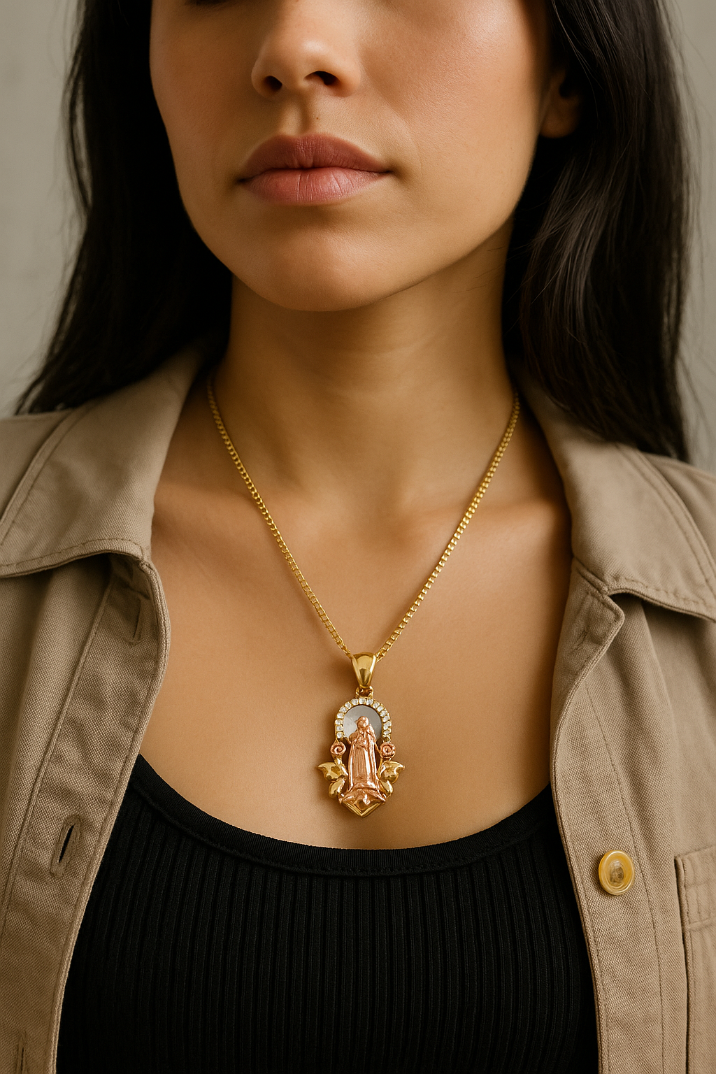 The Guadalupe Bloom — 14KT Gold Divine Rose Pendant