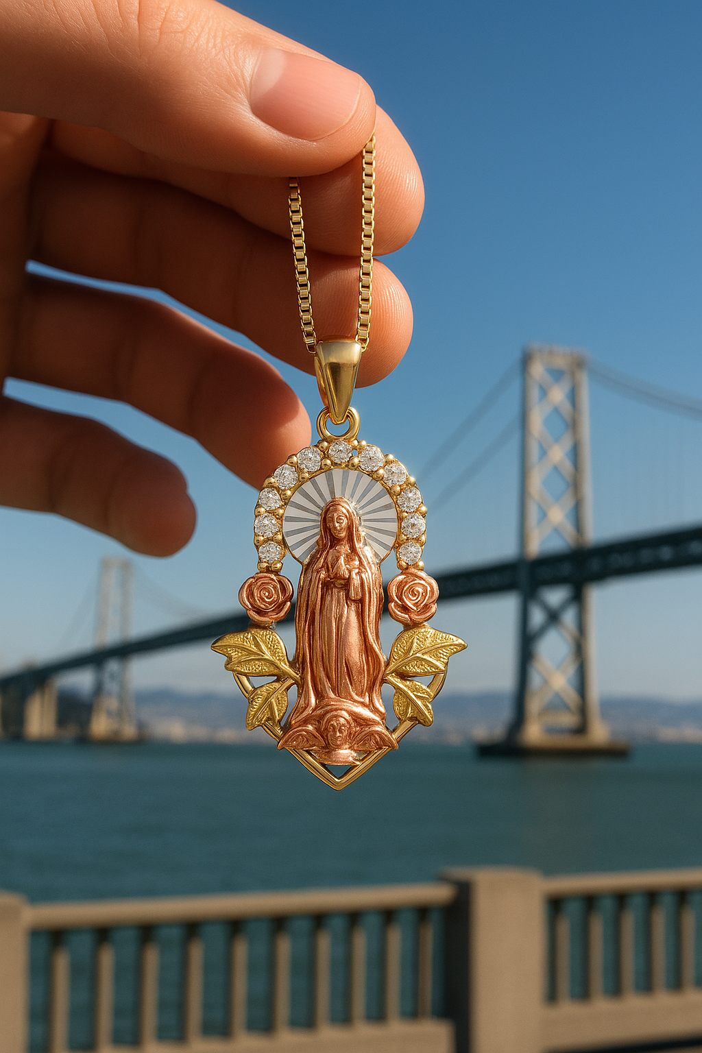 The Guadalupe Bloom — 14KT Gold Divine Rose Pendant