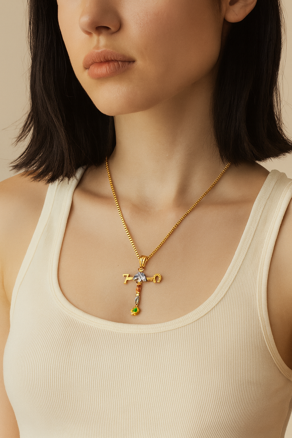 The Fortuna Cross — 14K Gold Talisman of Symbols