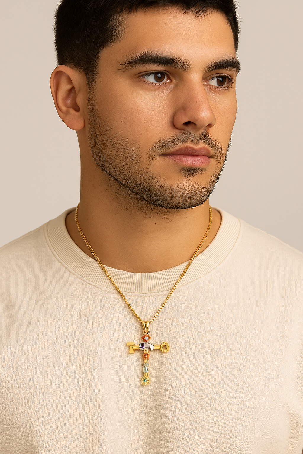 The Fortuna Cross — 14K Gold Talisman of Symbols