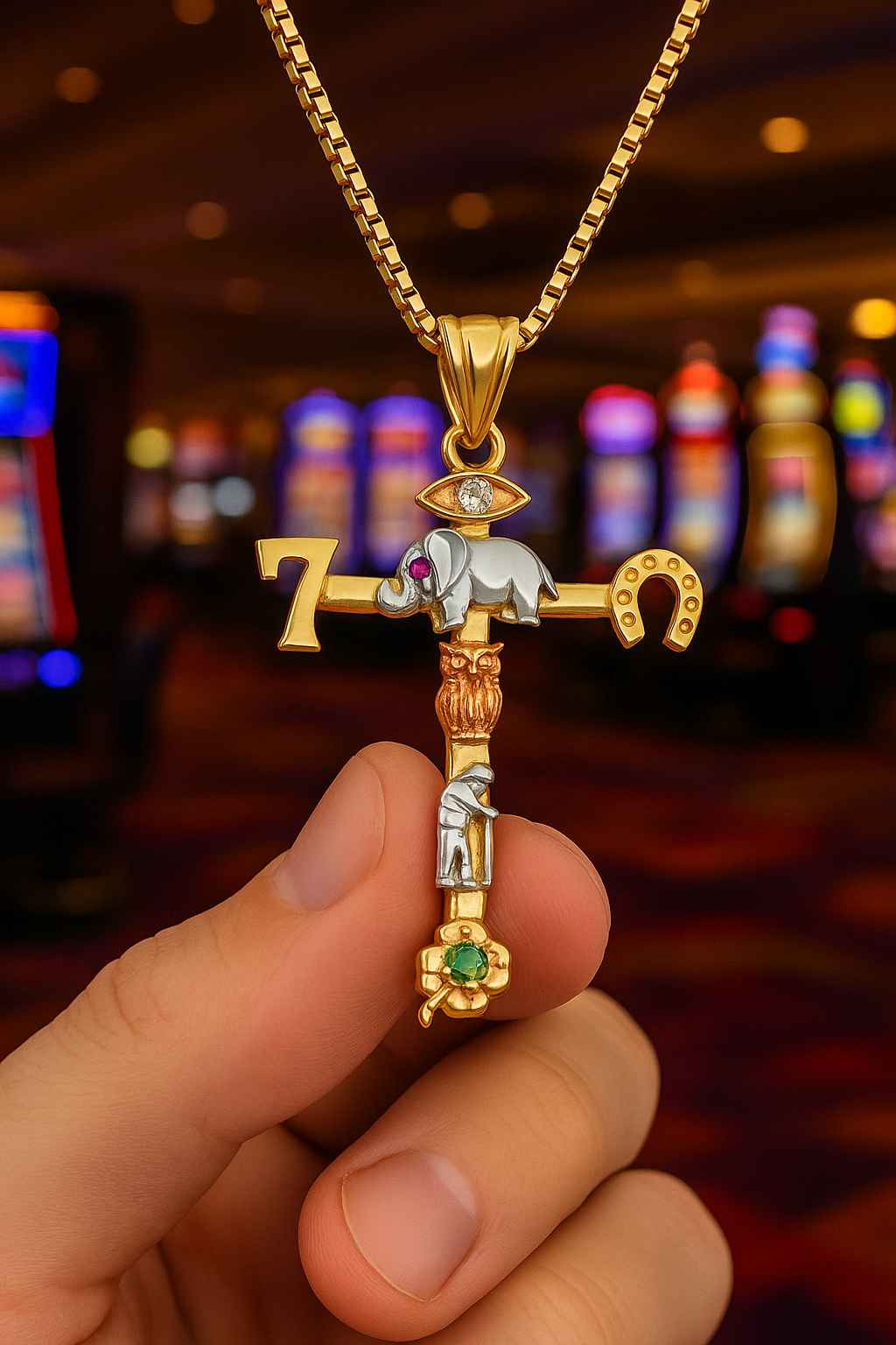 The Fortuna Cross — 14K Gold Talisman of Symbols