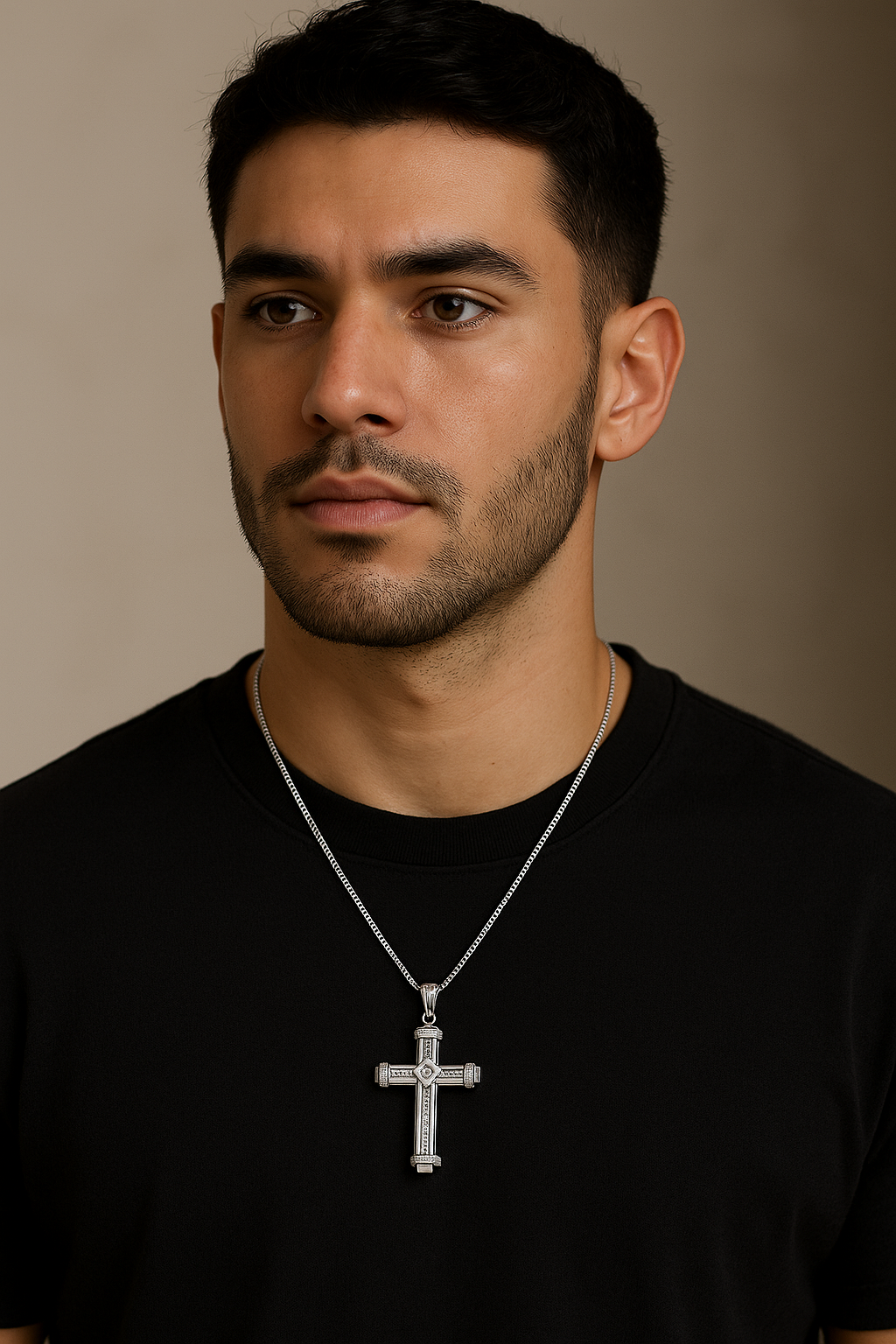 The Celestial Baguette Cross — 14KT White Gold Heirloom