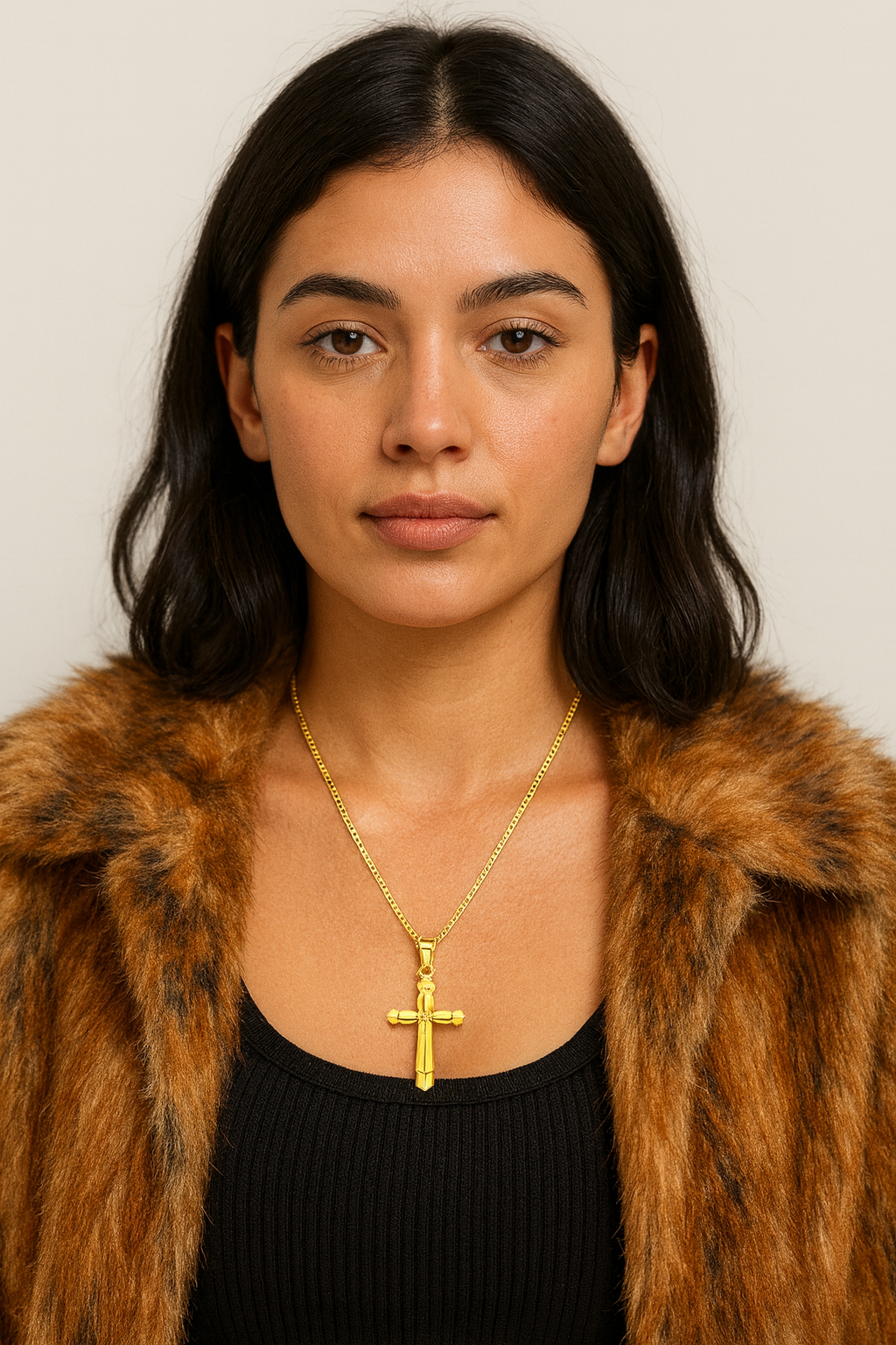 14KT Gold “Astra Cut Cross” Pendant — CZ Gem-Kissed