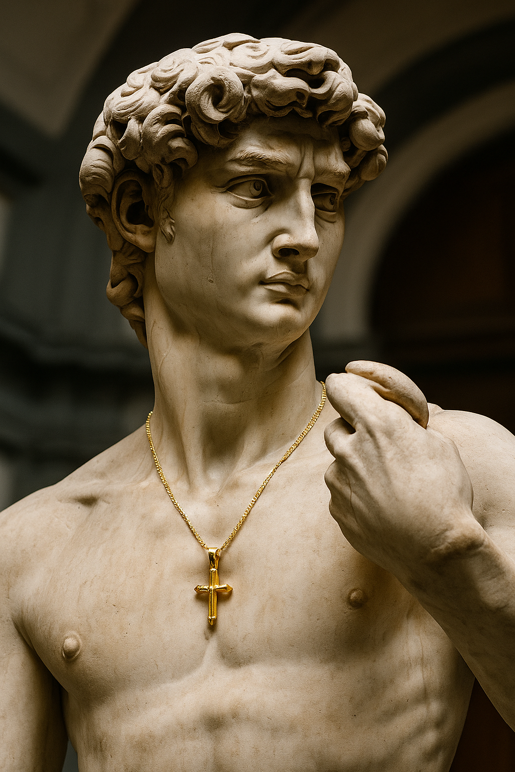 14KT Gold “Astra Cut Cross” Pendant — CZ Gem-Kissed