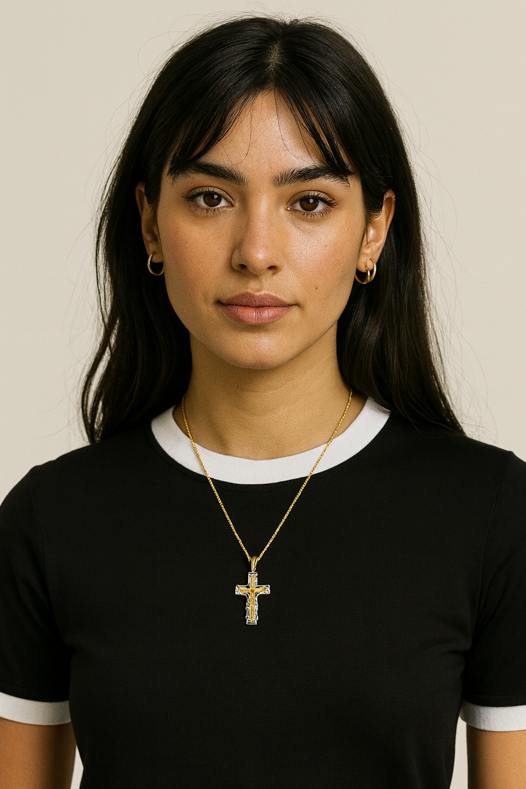 14KT Gold “Divine Aurelia Crucifix” Two-Tone Pendant