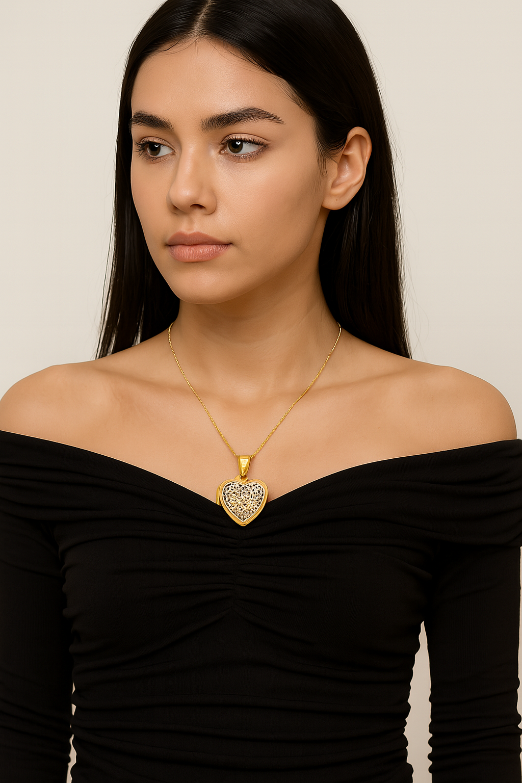 The 14KT Gold Seraphine Filigree Heart Locket