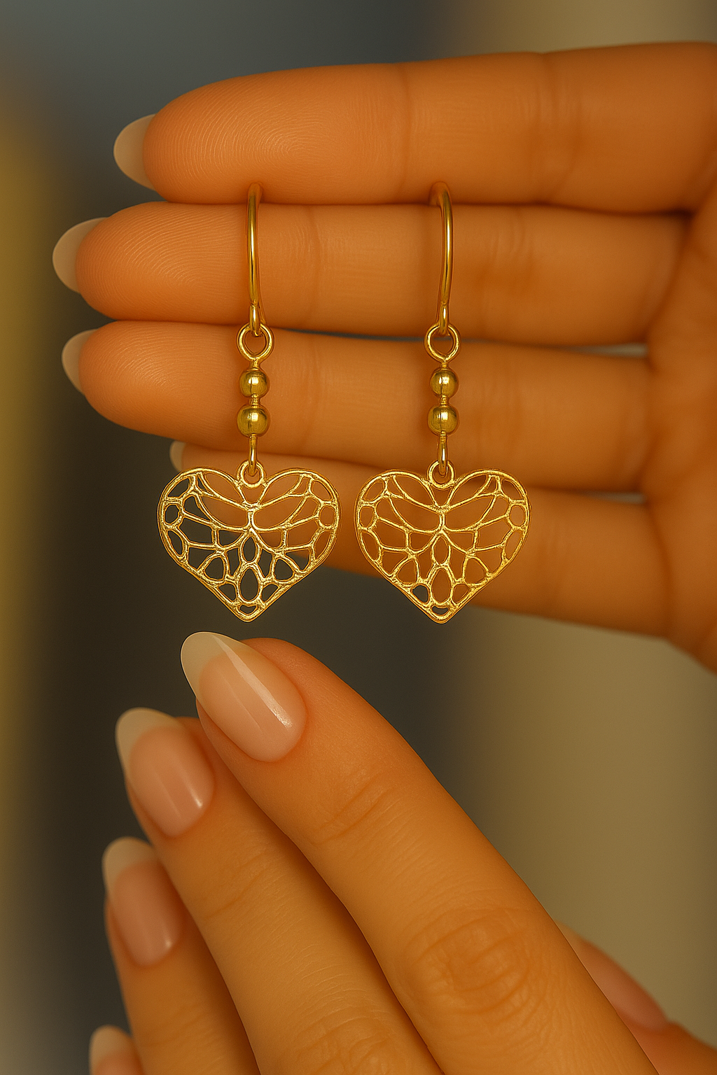 14KT Gold Eden Seraph Heart Veil Drops