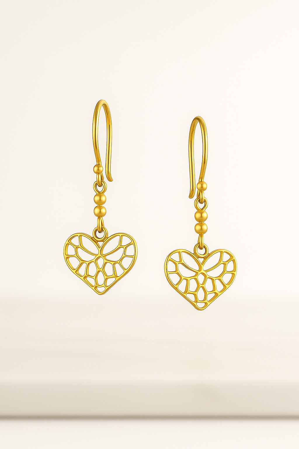 14KT Gold Eden Seraph Heart Veil Drops