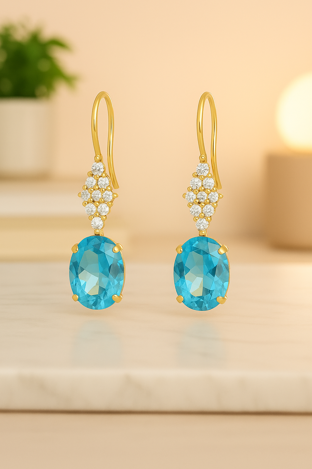 Eden Bleu Drops — 14kt Gold Celestial Topaz Heirloom Earrings
