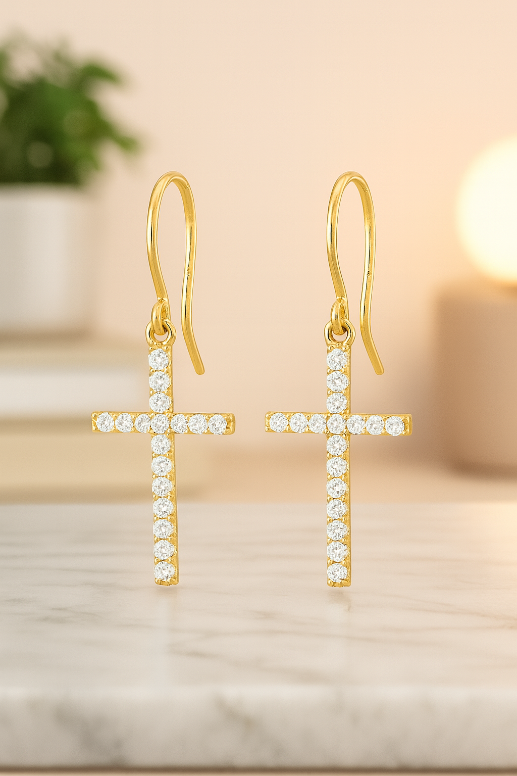 14KT Gold Sanctuary Cross Earrings