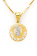 14KT Gold Virgin Mary Medallion Necklace for Women