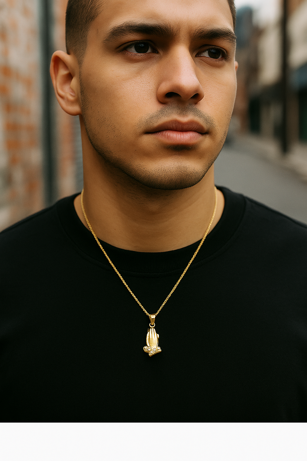 14K Two-Tone Gold Praying Hands Pendant Necklace – Faith in Every Detail