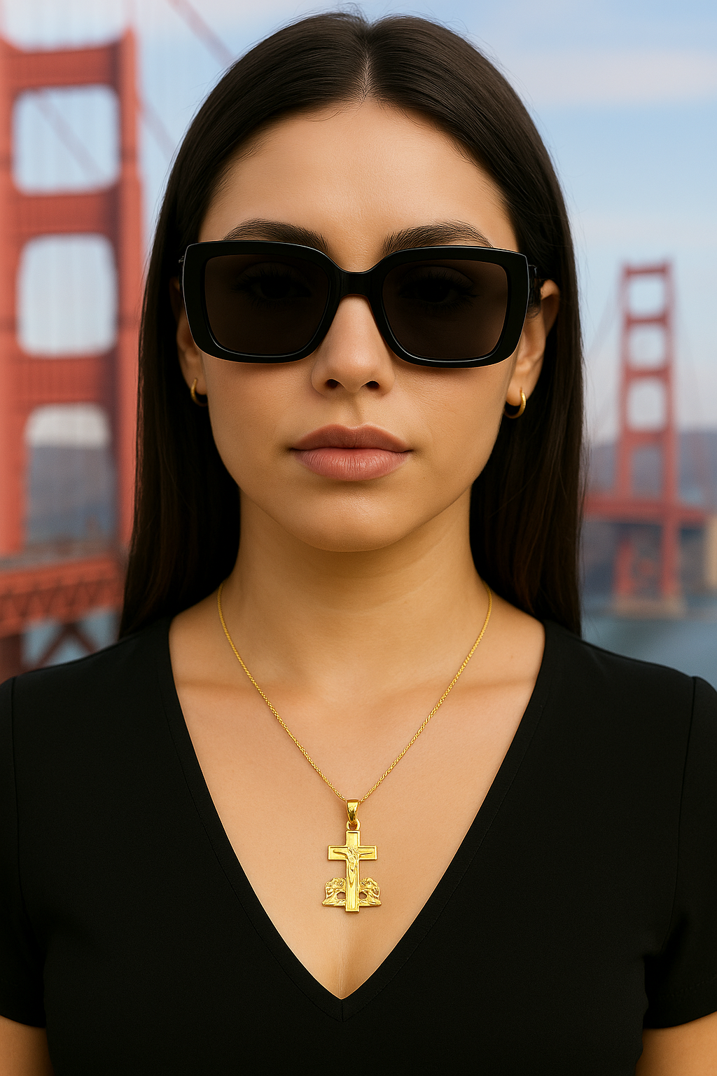 14K Gold Double-Bar Crucifix Pendant with Cherubs – Fine Faith Jewelry | SIL Jewelry