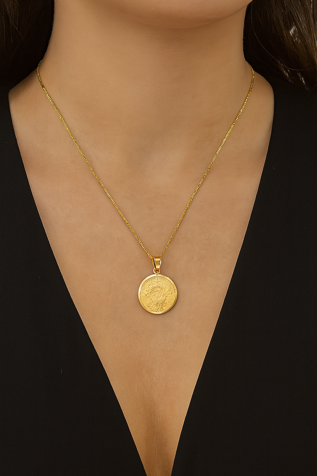 Mark of Time — Fine 14K Gold Aztec Calendar Pendant