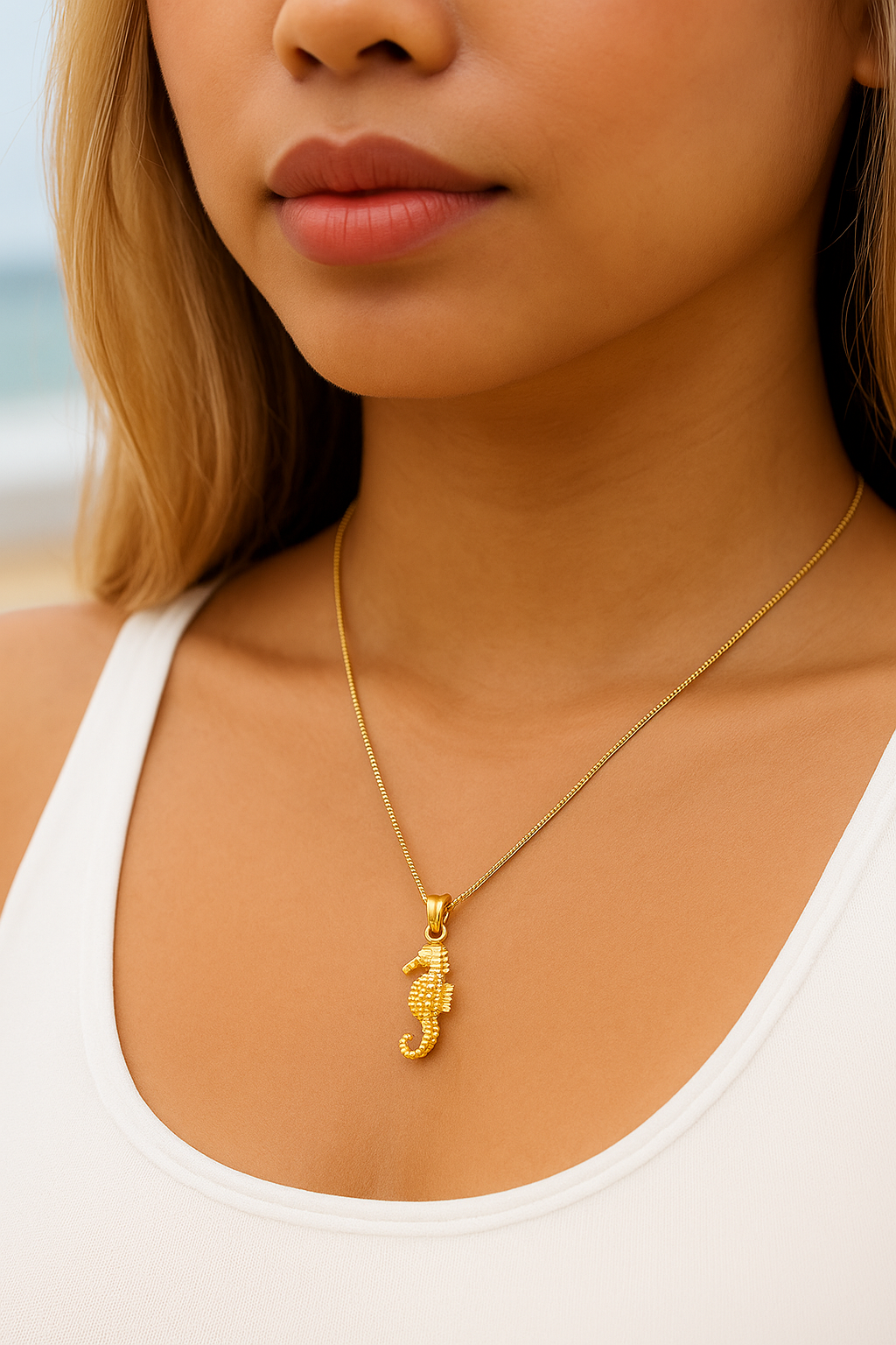 The Marina Pendant — 14KT Gold Seahorse Necklace