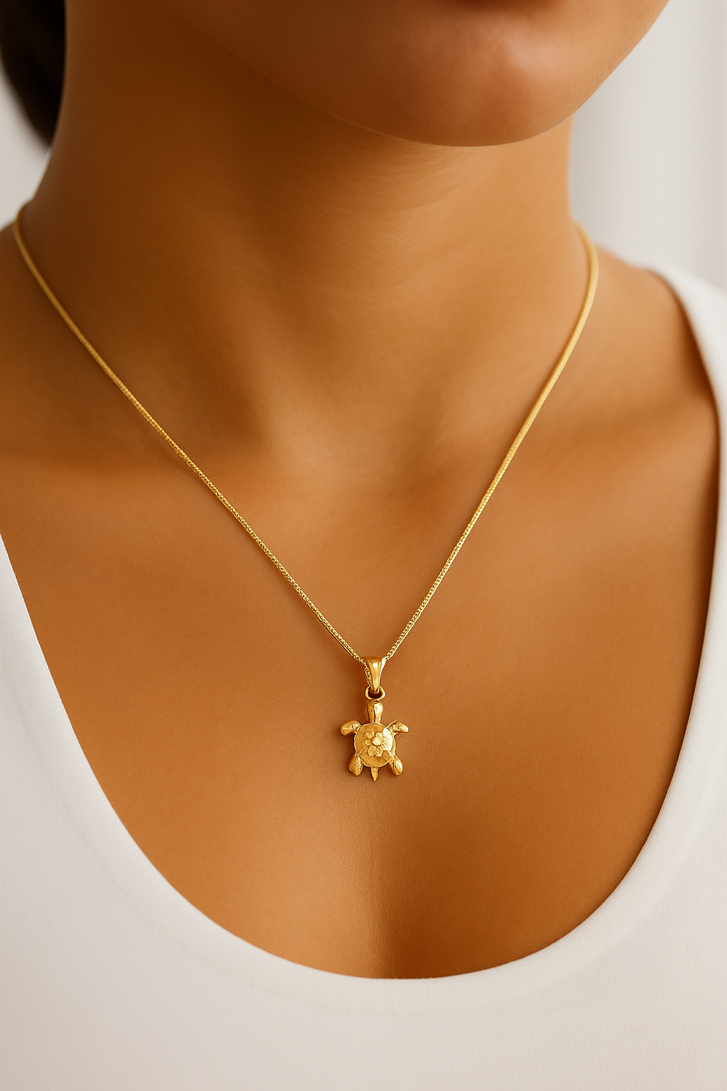 The Voyager Pendant — 14KT Gold Turtle Necklace