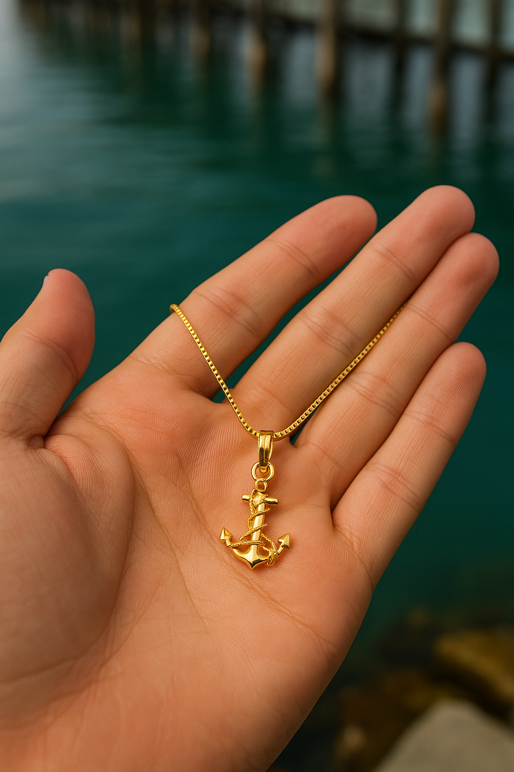 The Voyager Anchor — 14KT Gold Pendant Necklace