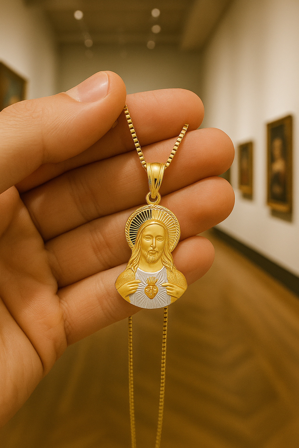 Sacred Heart Jesus Pendant – 14K Solid Gold Catholic Jewelry