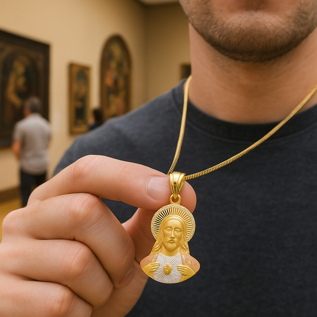 Sacred Heart Jesus Pendant – 14K Solid Gold Catholic Jewelry